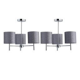 First Choice Lighting Set Of 2 Brea - Chrome Light Fittings With Silvery Grey Glitter Shades