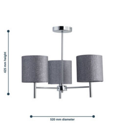 First Choice Lighting Set Of 2 Brea - Chrome Light Fittings With Silvery Grey Glitter Shades - thumbnail 6