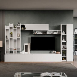 Decorotika Wien Moduler Modern Tv Unit Wall Mount Customizable Layout High Gloss White