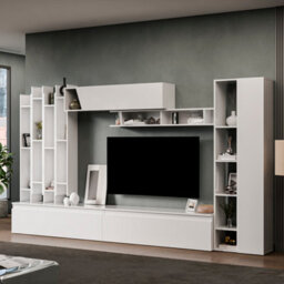 Decorotika Wien Moduler Modern Tv Unit Wall Mount Customizable Layout High Gloss White - thumbnail 2