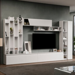 Decorotika Wien Moduler Modern Tv Unit Wall Mount Customizable Layout High Gloss White - thumbnail 3