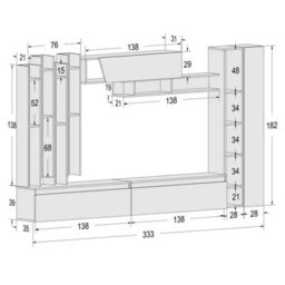 Decorotika Wien Moduler Modern Tv Unit Wall Mount Customizable Layout High Gloss White - thumbnail 6