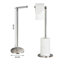 Crystals 2 In 1 Free Standing Chrome Frame Bathroom Toilet 4 Paper Roll Holder Dispenser - thumbnail 5