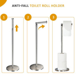 Crystals 2 In 1 Free Standing Chrome Frame Bathroom Toilet 4 Paper Roll Holder Dispenser - thumbnail 2