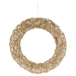 Urbn-Living Urbnliving 40Cm Round Pearl Gold Wreath Decoration With Led Lights Christmas Ornament Lights Hanging Xmas Decor - thumbnail 3
