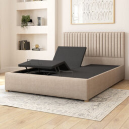 Aspire Grant Electric Adjustable Bed Upholstered With Pocket Sprung Mattress Uk Made, Eire Linen Natural, Size King - thumbnail 3