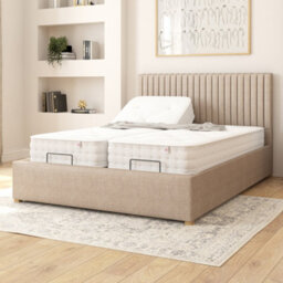 Aspire Grant Electric Adjustable Bed Upholstered With Pocket Sprung Mattress Uk Made, Eire Linen Natural, Size King - thumbnail 2