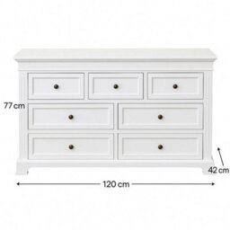 Melody Maison Large White 7 Drawer Chest Of Drawers & Pair Of Bedside Tables - Daventry White Range - thumbnail 6