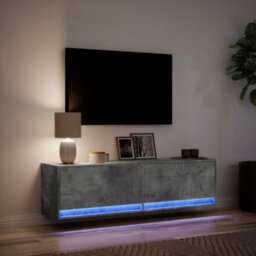 Berkfield Tv Wall Cabinet With Led Lights Concrete Grey 140X31X38 Cm - thumbnail 5