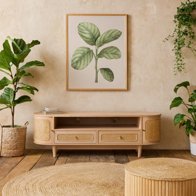 Wyld Haus Chicago Cane Rattan & Natural Mango Wood Tv Cabinet With 2 Doors And 2 Drawers - image 1