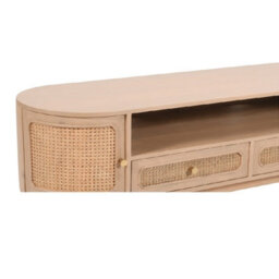 Wyld Haus Chicago Cane Rattan & Natural Mango Wood Tv Cabinet With 2 Doors And 2 Drawers - thumbnail 5