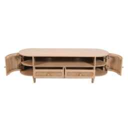 Wyld Haus Chicago Cane Rattan & Natural Mango Wood Tv Cabinet With 2 Doors And 2 Drawers - thumbnail 4