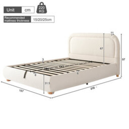 Double Bouclé Ottoman Storage Bed With Curved Headboard - thumbnail 6