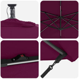 Berkfield Cantilever Banana Parasol Bordeaux Red 249 X 249 X 250 Cm - thumbnail 8