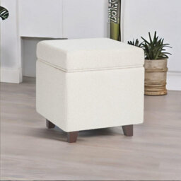 Luxury Living Boucle Square Seat Foot Stool Storage Ottoman - Cream - thumbnail 5