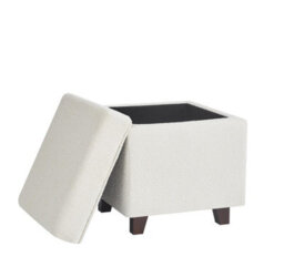 Luxury Living Boucle Square Seat Foot Stool Storage Ottoman - Cream - thumbnail 4