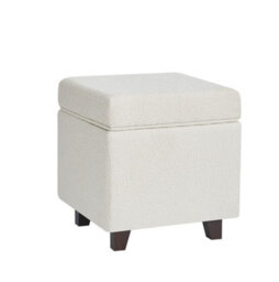 Luxury Living Boucle Square Seat Foot Stool Storage Ottoman - Cream
