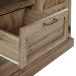 Beliani Sideboard Light Brown Oak 100 X 40 X 79 Cm 1 Door 2 Drawers - thumbnail 8