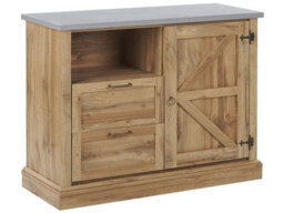 Beliani Sideboard Light Brown Oak 100 X 40 X 79 Cm 1 Door 2 Drawers - thumbnail 3