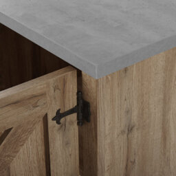Beliani Sideboard Light Brown Oak 100 X 40 X 79 Cm 1 Door 2 Drawers - thumbnail 7