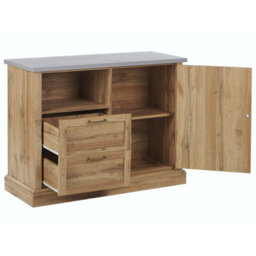 Beliani Sideboard Light Brown Oak 100 X 40 X 79 Cm 1 Door 2 Drawers - thumbnail 6