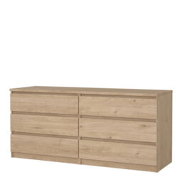 Furniture To Go Naia Wide Chest Of 6 Drawers (3+3) In Jackson Hickory Oak (W) 153.8 X  (H) 70.1 X (D) 50Cm - thumbnail 4