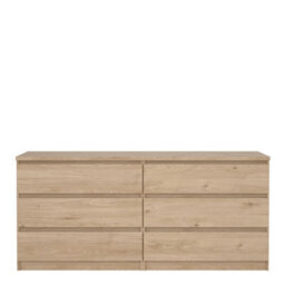 Furniture To Go Naia Wide Chest Of 6 Drawers (3+3) In Jackson Hickory Oak (W) 153.8 X  (H) 70.1 X (D) 50Cm - thumbnail 3