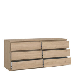 Furniture To Go Naia Wide Chest Of 6 Drawers (3+3) In Jackson Hickory Oak (W) 153.8 X  (H) 70.1 X (D) 50Cm - thumbnail 5