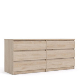 Furniture To Go Naia Wide Chest Of 6 Drawers (3+3) In Jackson Hickory Oak (W) 153.8 X  (H) 70.1 X (D) 50Cm - thumbnail 1