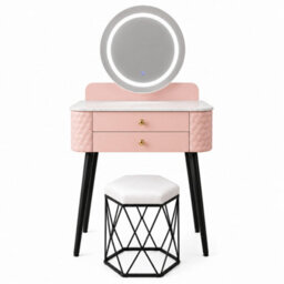 Sliding Wardrobes 4 u LTD Luxury Dressing Table With Led Touch Mirror & Upholstered Stool - Pink (60 X 40 X 127Cm) - thumbnail 1