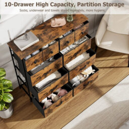 Chest Of Drawers 10 Drawer Dresser Bedroom Bedside Storage Organizer Unit - thumbnail 3