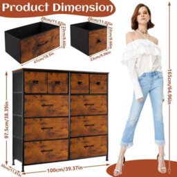 Chest Of Drawers 10 Drawer Dresser Bedroom Bedside Storage Organizer Unit - thumbnail 2