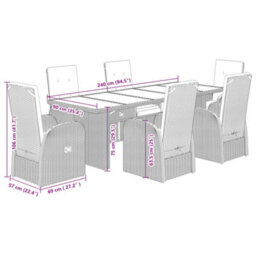 Berkfield 7 Piece Garden Dining Set With Cushions Grey Poly Rattan - thumbnail 7