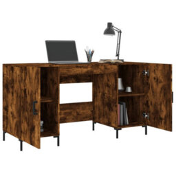 Berkfield Desk Smoked Oak 140X50X75 Cm Engineered Wood - thumbnail 4