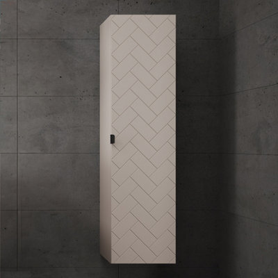 Heze Furniture Trend Herringbone Pattern Door Tall Bathroom Cabinet - Cashmere - image 1