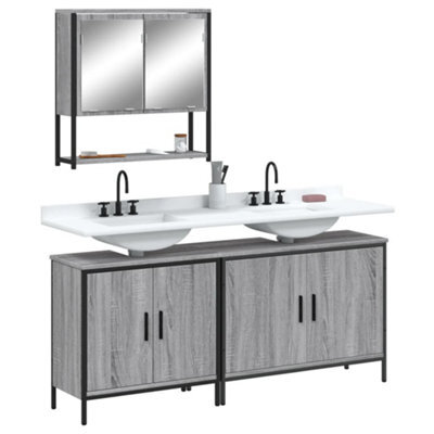 Berkfield 3 Piece Bathroom Furniture Set Grey Sonoma Engineered Wood - image 1