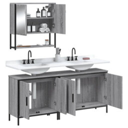 Berkfield 3 Piece Bathroom Furniture Set Grey Sonoma Engineered Wood - thumbnail 4