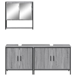 Berkfield 3 Piece Bathroom Furniture Set Grey Sonoma Engineered Wood - thumbnail 5