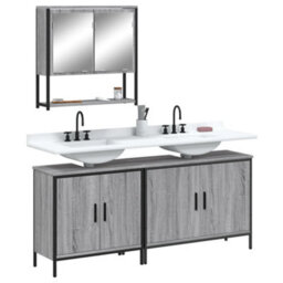 Berkfield 3 Piece Bathroom Furniture Set Grey Sonoma Engineered Wood - thumbnail 1