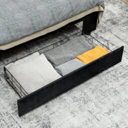 Homcom Pu Leather King Bed Frame With Storage And Adjustable Headboard Black - thumbnail 9