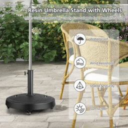 Costway Patio 23Kg 52Cm Round Resin Umbrella Base W/wheels Handles Table Market Stand - thumbnail 6