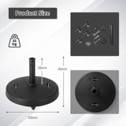 Costway Patio 23Kg 52Cm Round Resin Umbrella Base W/wheels Handles Table Market Stand - thumbnail 2