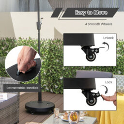 Costway Patio 23Kg 52Cm Round Resin Umbrella Base W/wheels Handles Table Market Stand - thumbnail 8