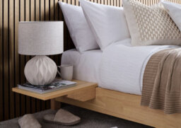 Oak Finish Bed Frame - King Size With Two Shelves - thumbnail 2