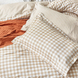 Yard Barton Gingham Check Duvet Set, King, Biscuit - thumbnail 3