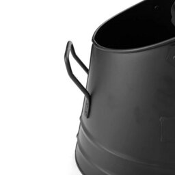 Fireside Round Coal And Ash Bucket Black Metal Scuttle 28 Cm With Carry Handle - thumbnail 4