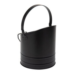 Fireside Round Coal And Ash Bucket Black Metal Scuttle 28 Cm With Carry Handle - thumbnail 5