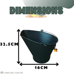 Fireside Round Coal And Ash Bucket Black Metal Scuttle 28 Cm With Carry Handle - thumbnail 2