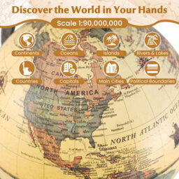 Gainoom Bronze Antique Globe Dia 14Cm Mini Rotating World Globe W/ Wooden Base - thumbnail 7