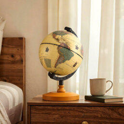 Gainoom Bronze Antique Globe Dia 14Cm Mini Rotating World Globe W/ Wooden Base - thumbnail 3